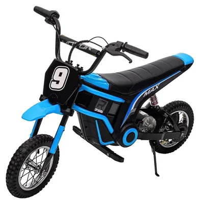 Immagine prodotto di Moto elettrica per bambini - Moto da cross a 24 V - Motore da 350 W - 3 velocità (8/12/23 km/h) - Sospensioni ammortizzate - 2 ruote - Blu