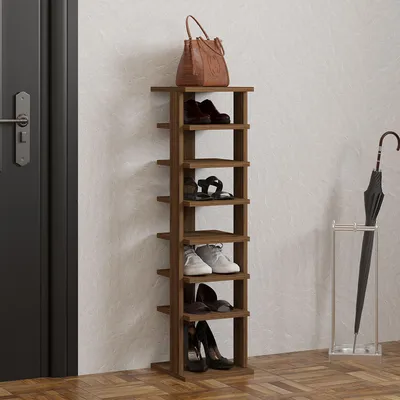 Produktbild von Skye Decor, Ayka - Walnut, Schuhschrank, Nussbaum, 100% MELAMINBESCHICHTETE SPANNPLATTE, 29,6 x 29,6 x 110 cm