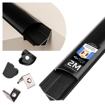 Produktbild von MasterLED LED Eckleiste Schwarz 2m – Aluprofil V-Form – Set mit klarer Abdeckung & Endkappen für LED Streifen