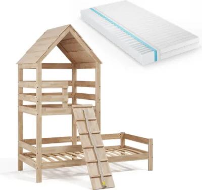 Produktbild von Vitalispa Hausbett Teddy, 90x200 cm mit Matratze, Naturholz