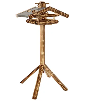 Produktbild von Dehner Natura Wildvogel-Futterhaus Watzmann inkl. Ständer, geflammte Optik, ca. 55 x 40 x 133 cm, Holz, natur