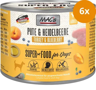 Produktbild von MAC's DOG PUTE & HEIDELBEEREN, Adult, Heidelbeere, Truthahn, 200 g