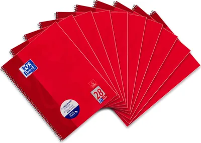 Produktbild von Oxford Collegeblock A4 kariert, mit Doppelrand, 80 Blatt, rot, 10 Stück