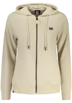 Produktbild von Beiges Damen-Sweatshirt mit Kapuze und Reißverschluss für den Herbst