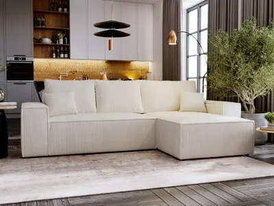 Produktbild von FurniDe24 Ecksofa L-Form Malaga Rechts - Moderne Ecksofa, Wohnzimmer Sofa mit Bettkasten, - Eckcouch Beige (Poso 100)