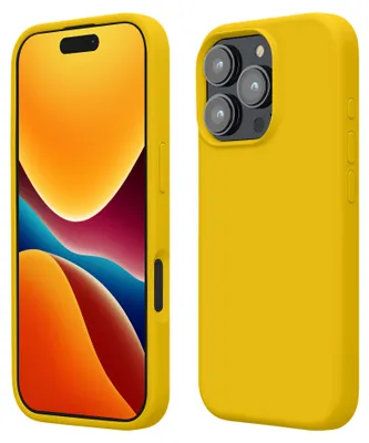Produktbild von kwmobile Handyhülle für iPhone 16 Pro Hülle, für iPhone 16 Pro Case - Hülle Silikon - kabelloses Laden - Strahlend Gelb