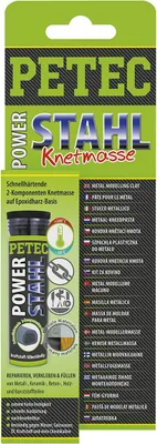 Produktbild von Petec Power Stahl 2K Knetmasse Flüssigkleber Metall Klebstoff SB-Karte 50g 97450