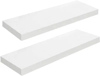 Produktbild von Weiße Wandregal Set, 60x20cm, unsichtbarer Halter, für Bad, Schlafzimmer