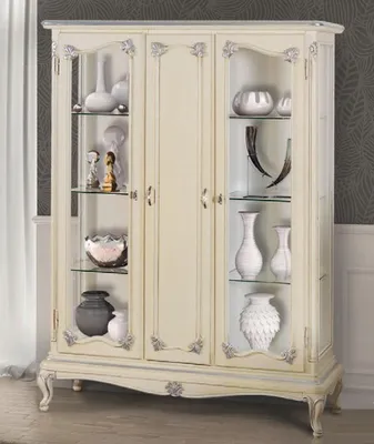 Produktbild von Vitrine Weiß Glasschrank Design Klassische Schrank Luxus Holz Möbel Vitrinen Neu