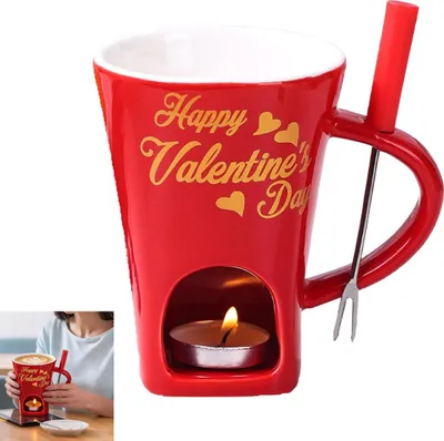 Produktbild von Mini Käs- & Schokoladenfondue Becher – 155ml Schokofondue Tass, romantisches Geschenk