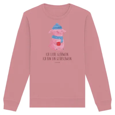 Produktbild von Mr. & Mrs. Panda Baumwoll Pullover Schwein Glühwein Größe S - Canyon Pink - Geschenk, Punsch, Weihnachtsmarkt, Pulli, Glühschwein, Weihnachten, Sweatshirt, Sweater