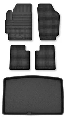 Produktbild von Gummimatten + Kofferraumwanne für Hyundai i20 I 2008-2014 (Standard-Kofferraum) – Schwarz, Semi-Universal, angepasst – Wielganizator Semi-Universal