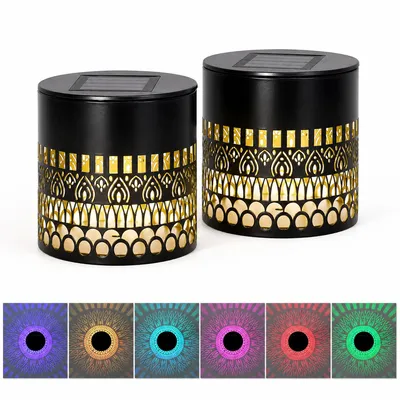 Produktbild von Solar LED Gartenlampe 2er Set mit Farbwechsel RGB, wasserdicht, automatische Lichtsteuerung für Garten & Terrasse