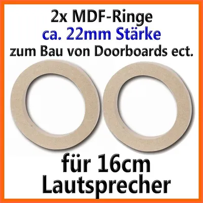 Produktbild von 2 Stück MDF Holzringe 16,5cm Lautsprecherringe 22mm