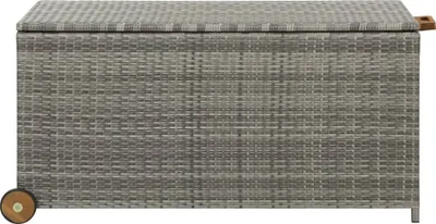 Produktbild von vidaXL Zahradní box na polštáře světle šedý 120x65x61 cm polyratan