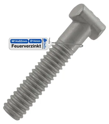 Produktbild von 100 Hammerkopfschrauben M14 x 82 mm feuerverzinkt mit Schnellgewinde für Gerüstkupplungen