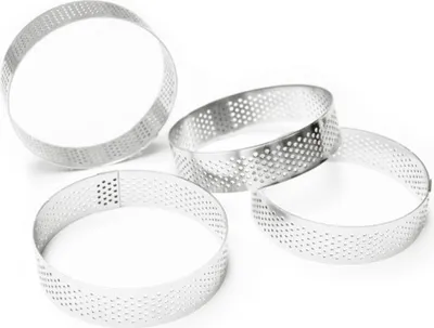 Image de 4 anneaux à tarte individuels perforés 8 cm Rond,
