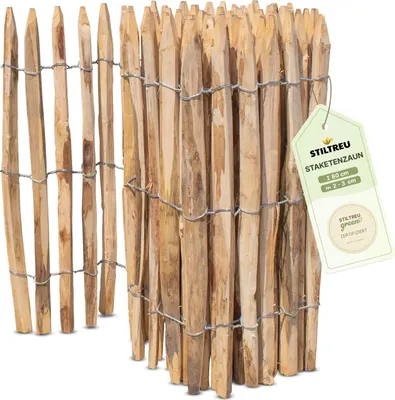Produktbild von Französischer Premium Staketenzaun Kastanie - Länge 5 Meter, Höhe 80 cm, Lattenabstand 2-3 cm