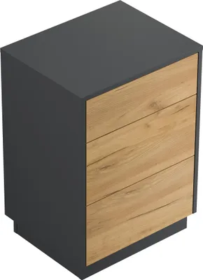 Produktbild von Design Nachttisch Lux M 50cm stehend, 3 Pushauszüge Grafit Eiche : Grafit / Oak Gold Varianten: Grafit / Oak Gold