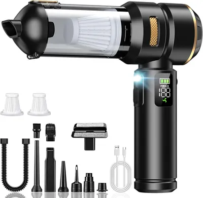 Image de Aspirateur à main sans fil 4 en 1, 32 000 Pa, puissant, sans fil, écran LCD, moteur sans balais, 3 vitesses, 300 000 tr/min, pour voiture, tapis et sols