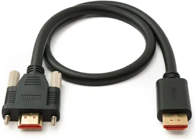 Produktbild von SYSTEM-S HDMI 2.0 Kabel 50 cm Typ A Stecker zu Stecker anschraubbar in Schwarz