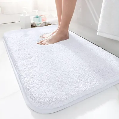 Produktbild von Mikrofaser-Teppich 40x60 cm, saugfähig, rutschfest, waschbar, weiß.