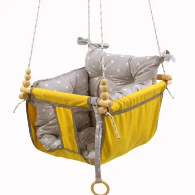 Produktbild von Baby- & Kinderhängeschaukel mit Polster | Stoffschaukel bis 60 kg | Indoor Outdoor Babyschaukel für Garten Balkon Zimmer | sicher & weich