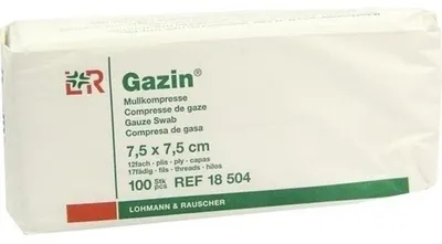 Produktbild von GAZIN Mullkomp.7,5x7,5 cm unsteril 12fach Op