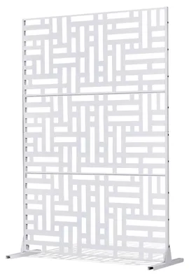 Image de Paravent VEVOR, 120x50,8x193 cm, cloison extérieure indépendante avec support, protection visuelle, cloison, blanc