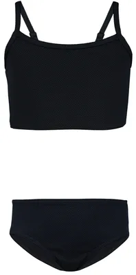 Produktbild von Aquarti Mädchen Bikini Set Bustier Bikinislip Zweiteiliger Badeanzug, Farbe: 038 Jacquard Punkte Schwarz, Größe: 158