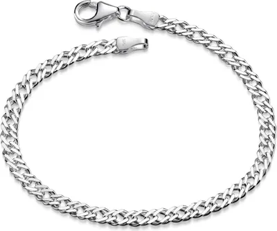 Produktbild von MATERIA by Matthias Wagner Damen Armband Zwillings-Panzerkette 925 Silber Armkette 3,9mm breit SA-136