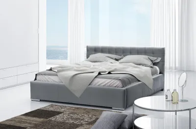 Produktbild von Bettrahmen Doppelbett Modern Ehebett Betten Polsterbett Grau Schlafzimmer 160 cm