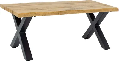 Produktbild von Couchtisch WILD 90cm Tischplatte 30mm X-Beine Wildeiche Optik natur