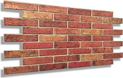 A close-up, angled view of decorative brick wall panels.