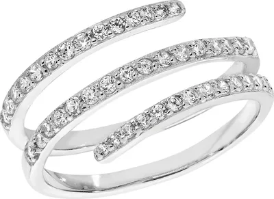 Image de Bague Enveloppé Femme Plaqué Rhodium Argent fin 925 avec Oxyde de Zirconium, 58 (18.5); TRS22135RSQ