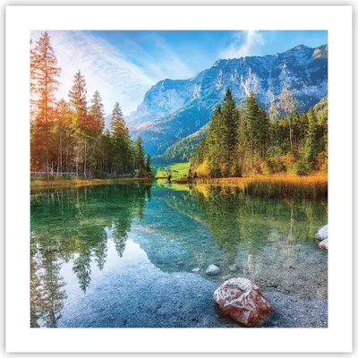 Produktbild von Poster - Poster ohne Rahmen - Landschaft Berge Morgendämmerung - 50x50 cm - Wand Bild - Wanddeko - Wandbilder - Kunstposter - Wandposter - Bilder - Kunstdruck - Wanddekoration - P2XAC50x50-4456