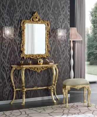 Produktbild von Schlafzimmer Schminktisch Konsolen mit Spiegel Luxus Hocker Möbel Regal