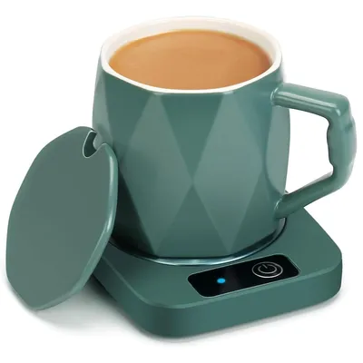 Produktbild von 55℃ Elektrischer Kaffeebecher mit Keramiktasse, 131 °F Temperaturkontrolle, 16 W Heizplatte, für Zuhause & Büro, hält Kaffee, Tee & Milch warm