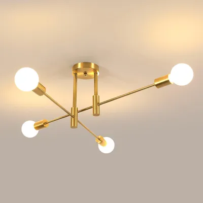 Produktbild von Comely Deckenleuchte Vintage 4 Flammig E27 Deckenlampe Industrie, 72CM Gold