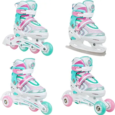 Produktbild von 4in1 Inlineskates Triskates Rollschuhe Schlittschuhe Raven Lia PLUS Mint 27-30 verstellbar