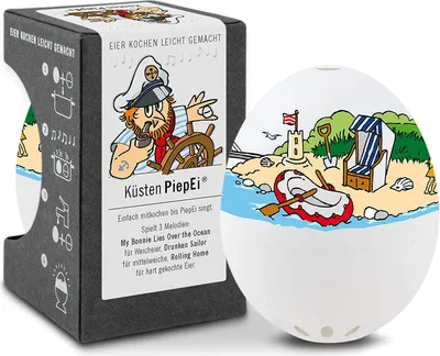 Produktbild von Brainstream | Küsten PiepEi - Singende Eieruhr zum Mitkochen - Eierkocher für 3 Härtegrade - Maritime Geschenke - Lustiges Kochei - Musik Eggtimer