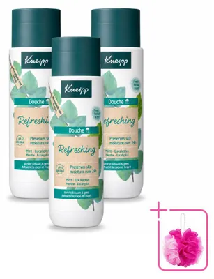 Imagen del producto de 3 unidades de gel de ducha Kneipp, refrescante, con menta y eucalipto, 200 ml cada uno. Paquete económico