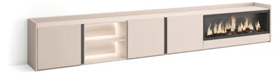 Immagine prodotto di Mobili TV effetto legno beige 315x35x50cm camino effetto fuoco XXL