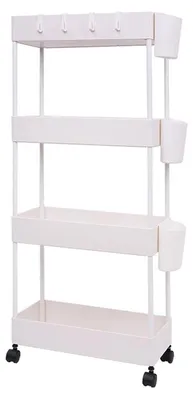 Immagine prodotto di Carrello portaoggetti a 4 ripiani, con ruote, colore bianco