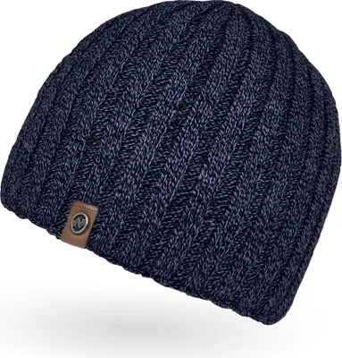 Produktbild von Herren Beanie Wintermütze Strickmütze Rippstrick Neverless® navy-melange