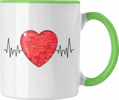 Produktbild von Trendation - Mathe Herzschlag Tasse Geschenk für Mathe Lehrer Lehrerin Mathestudent Physiker (Grün)