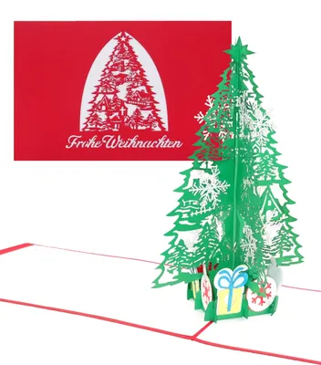 3D-Pop-up-Karte Weihnachten Tannenbaum & Geschenke, 11 x 17 cm