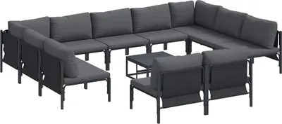 Immagine prodotto di vidaXL Set di divani da giardino con cuscini 12 pezzi in acciaio nero