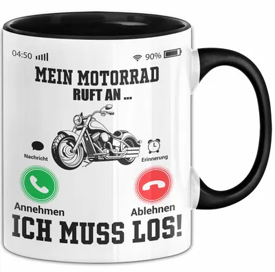 Produktbild von Mein Motorrad Ruft An... Ich Muss Los Tasse Geschenk Für Motorrad Biker Geschenkidee Kaffee-Becher (Schwarz)