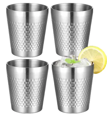 Metallbecher 4er-Set 300 ml Edelstahl für Reisen & Camping